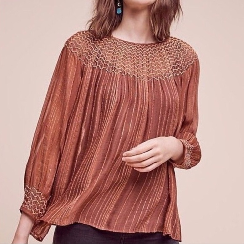 Anthropologie Love Sam Bresle Peasant Top Size L